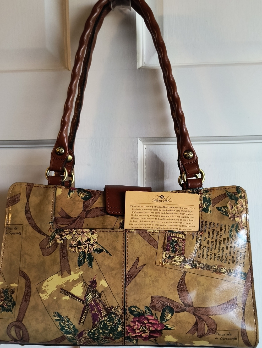 Patricia Nash My European Trip RIENZO Leather Satchel Retired $229 Retail - Picture 2 of 10